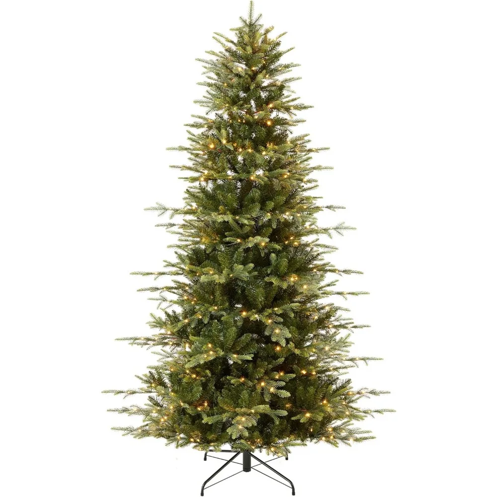 

Best Choice Products 6ft Pre-Lit Artificial Aspen Slim Christmas Tree, Noble Holiday Décor w/ 1,350 Branch Tips, 2-in-1 Multicol