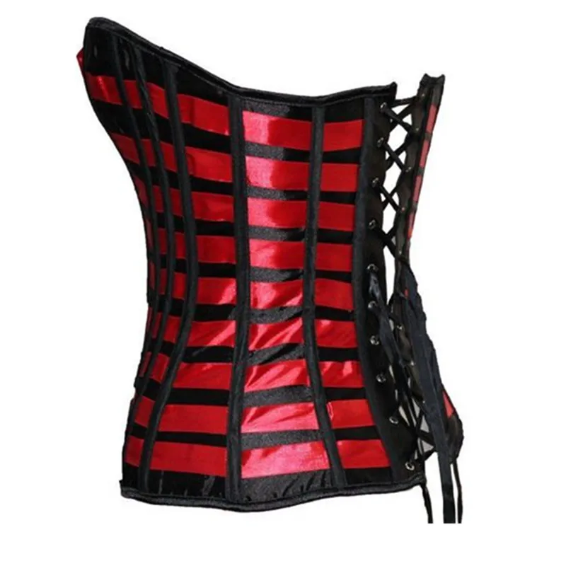 Women Corset Top Overbust Lattice Ribbon Sexy Lingerie Gothic Vintage Satin Burlesque Lace-Up Body Shaper Bustier Corselet