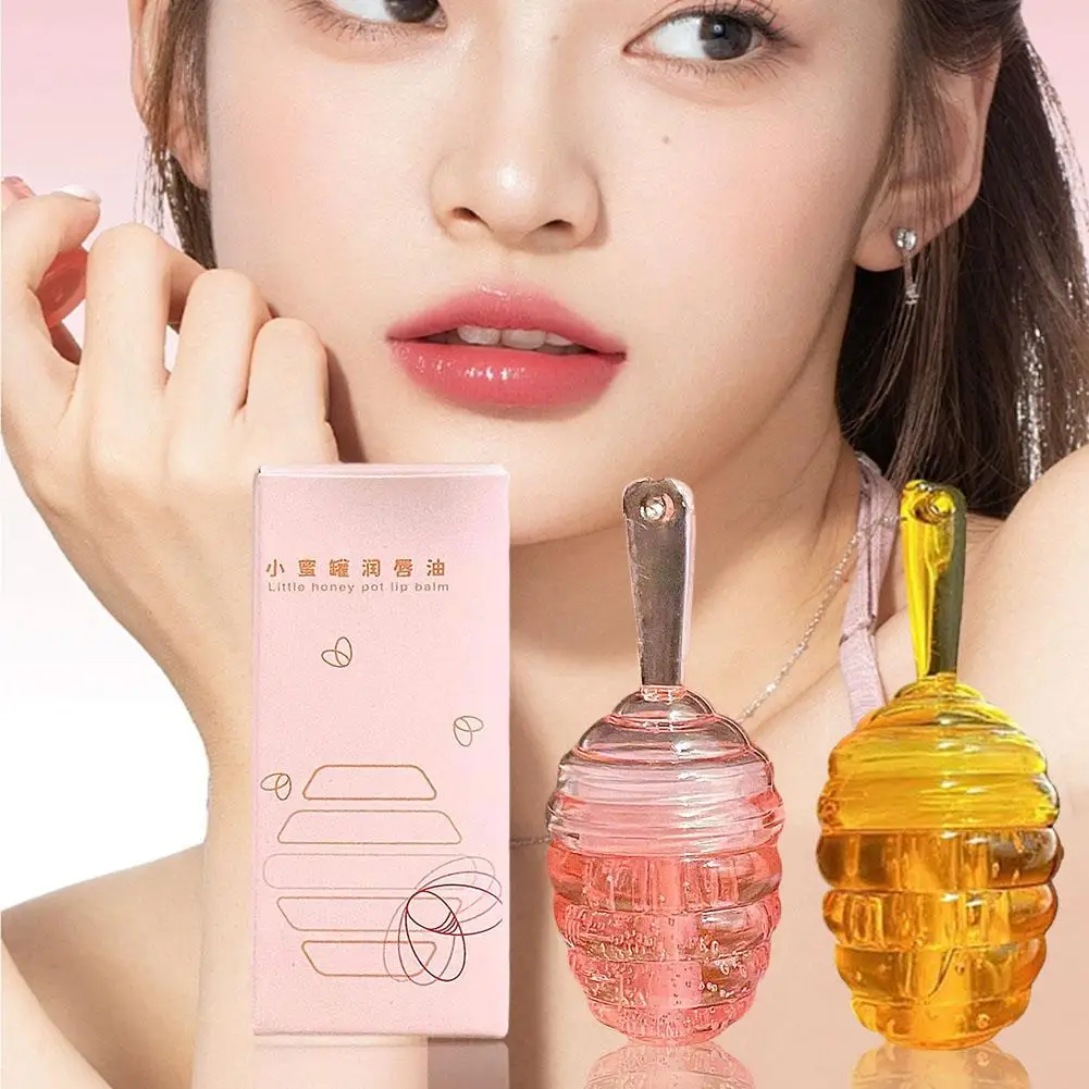 Honey Peach Lip Oil Mirror Water Glossy Moisturizing Lipstick Lasting Fine Reduce Transparent Lips Lines Nourish Cosmetics K1Q1