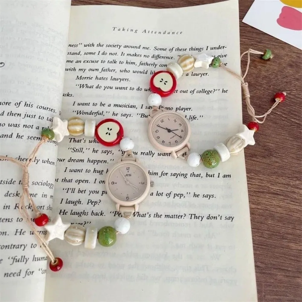 Cute Candy Color Bracelet Watch Adjustable Beaded Chain Watch Handmade Pendant Quartz Watch Women Girls