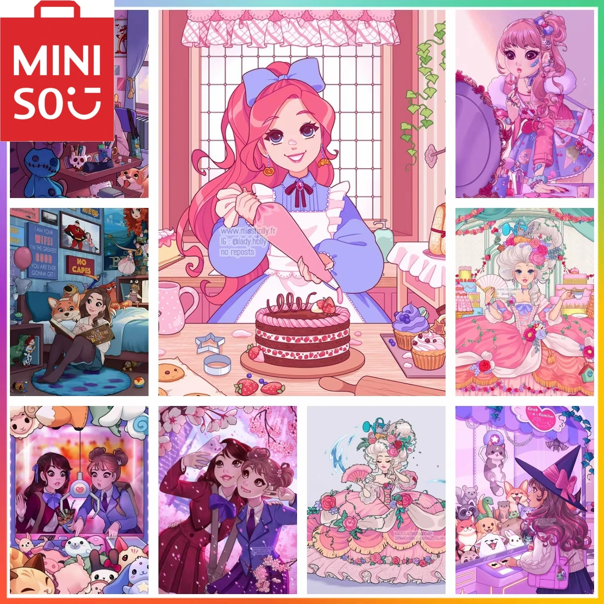 

MINISO DIY комплект алмазной живописи для взрослых начинающих, портрет волшебной девушки, полная круглая/квадратная Алмазная мозаика, художественный домашний декор стены