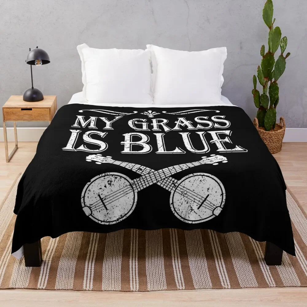 My Grass Is Blue Tee Shirt Country Bluegrass Shirt Banjo Throw Blanket Baby Extra Large Throw Thin Decorative Throw Blankets