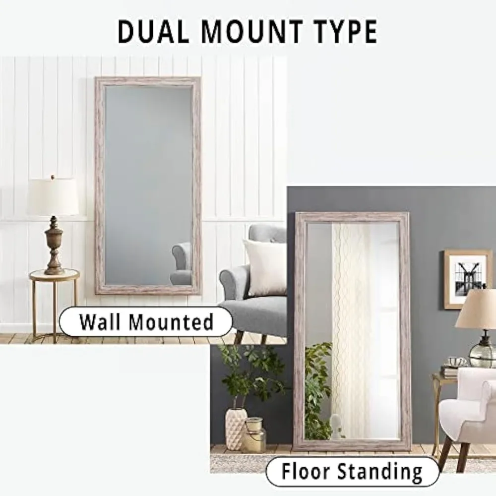 Mirror Full Length White Full Length Mirror Floor Mirror Standing  WORKS AS FREESTANDING OR WALL MOUNTED MODERN DESIGN