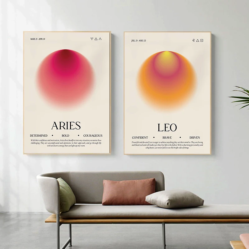 الحد الأدنى الملونة هالة كوكبة الملصقات يطبع الجدي العقرب يطبع حائط لوح رسم الفن صور ديكور غرفة المنزل