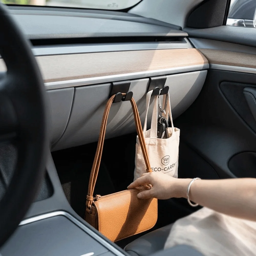 Durable ABS Glove Box Hooks Non-Slip Easy Install Car Purse Holder Heavy Duty Bag Hooks for Tesla Model 3 Model Y Car