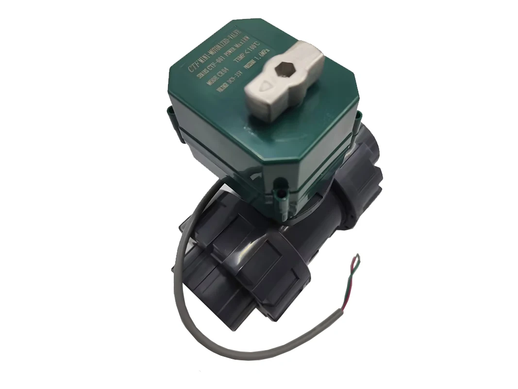 válvula de pvc motorizada 12V, DN40 BSP (1,5"), válvula de PVC, 2 vias, válvula elétrica de pvc, CR04