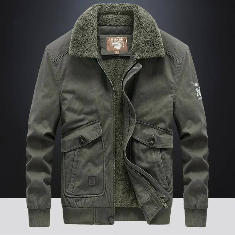 

2023 Winter New Cotton Coat Men's Polo Short Warm Windproof Loose Solid Color Large Thickened Workwear Coat