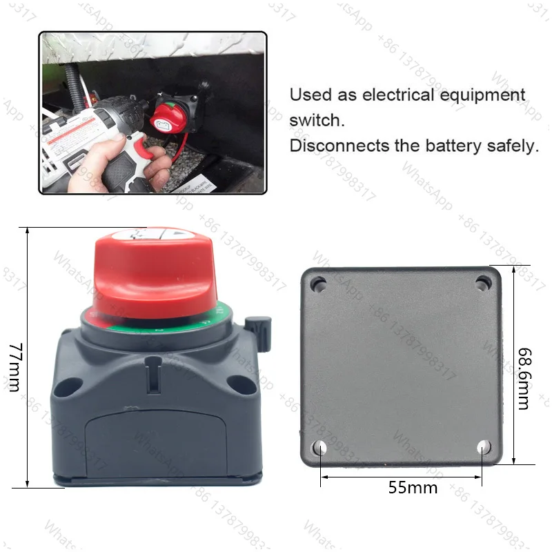 DC 200A Battery Selector Switch 12V-60V Auto Battery Disconnect Switch Master Off Switch Power On Off for Car Boat