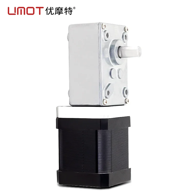 

UMOT Right Angle Output Nema11 Worm Gear Stepper Motor Ratio 1:37.3/1:62/1:87/1:149/1:192/1:252/1:324/1:576/1:970 Worm Gearbox