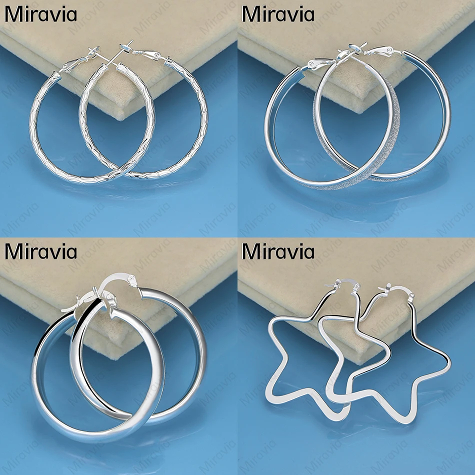 

Miravia 925 Sterling Silver Frosted Round Earrings Women Charm Fashion Anniversary Gift Jewelry
