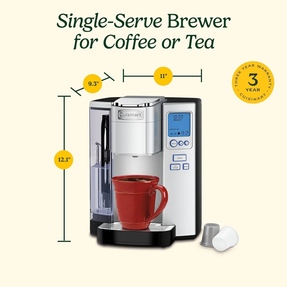 Coffee Maker, Single Serve 72-Ounce Reservoir Coffee Machine, Programmable Brewing & Hot Water Dispenser, Stainless Steel