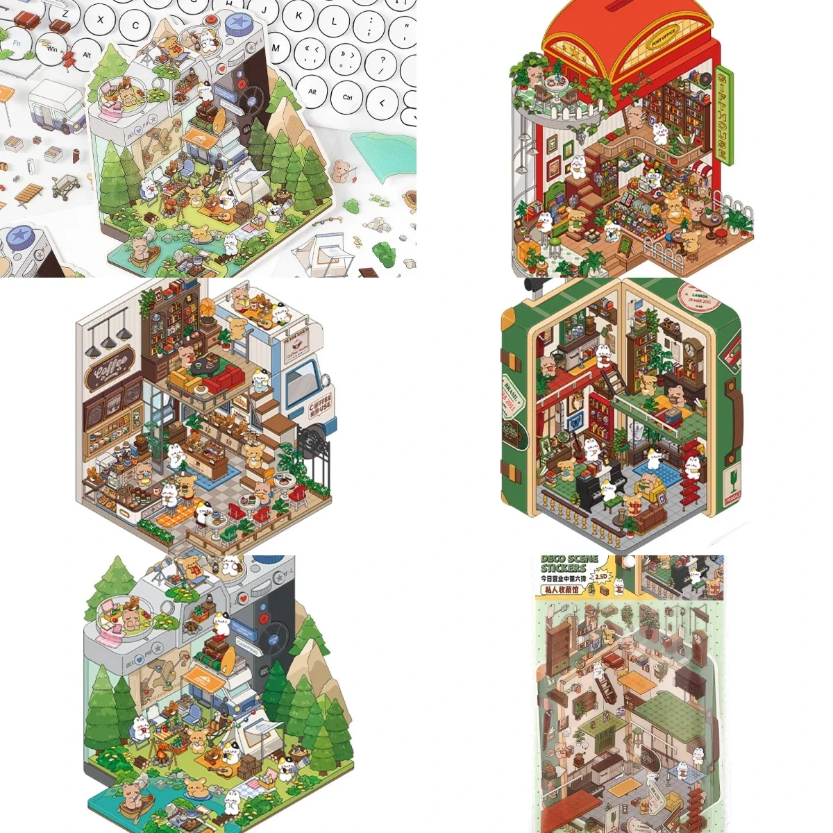 2025new Infeelme PET 3D Landscape Scenes DIY Cartoon Children Paster Toy Decompression for Adult Material Stickers Scrapbooking