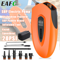 EAFC 12000mAh SUP Electric Pump Portable Auto Shut Off LED Light Suitable for 20PSI Paddle Boards Tents Mattre Dual Power Supply