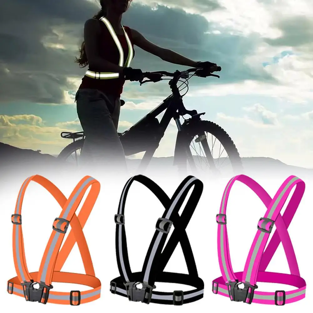 Adjustable Safety Vest Highlight Reflective Straps Elastic Riding Band Running Work Night Safety Clothing Vest T0p4