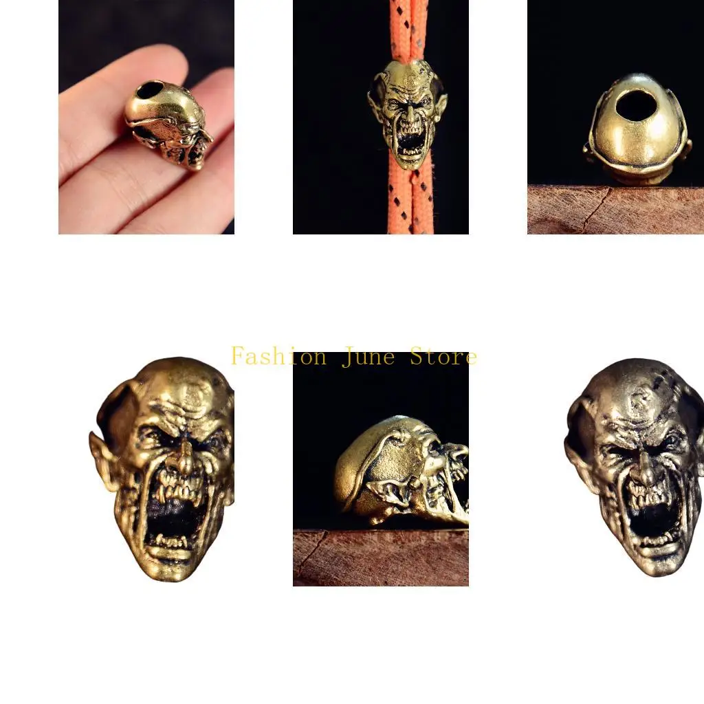 N5KA Paracord Pendant Bead with Detailed Creature Head Design, Large Opening and Antiqued Metal-Tone Contrast for Outdoor Gear