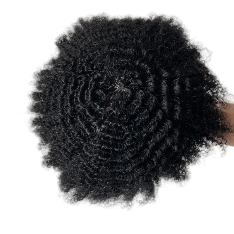 Treski z ludzkich włosów mongolskich # 1 Jet Black 6mm Wave Toupee 8x10 Mono Lace Unit dla czarnych mężczyzn