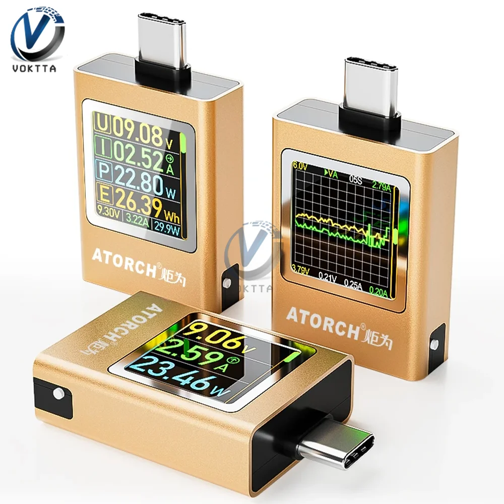 Testador de Tensão Usb tipo c Multifuncional Voltímetro dc Amperímetro Testador de Capacidade da Bateria Display Digital Corrente dc 4.550v
