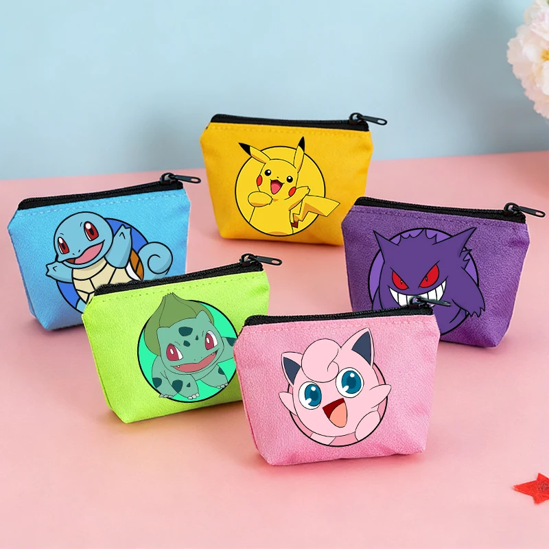 

Pokemons Wallet Cute Anime Game DIY Canvas Bag Kid Boy Girl Pure Zipper Coin Key Bag Money Pocket Man Hand-held Small Coin Purse