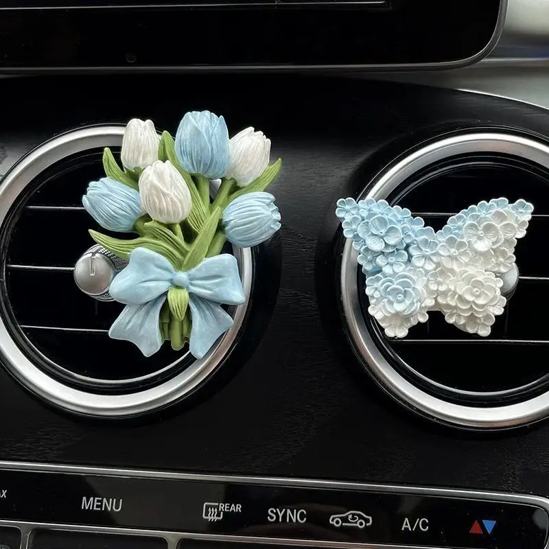 Car Aromatherapy Pendant Tulip Ornament Diffuser Stone Ornament Perfume Fragrance Flower Air Conditioner Air Outlet High-end