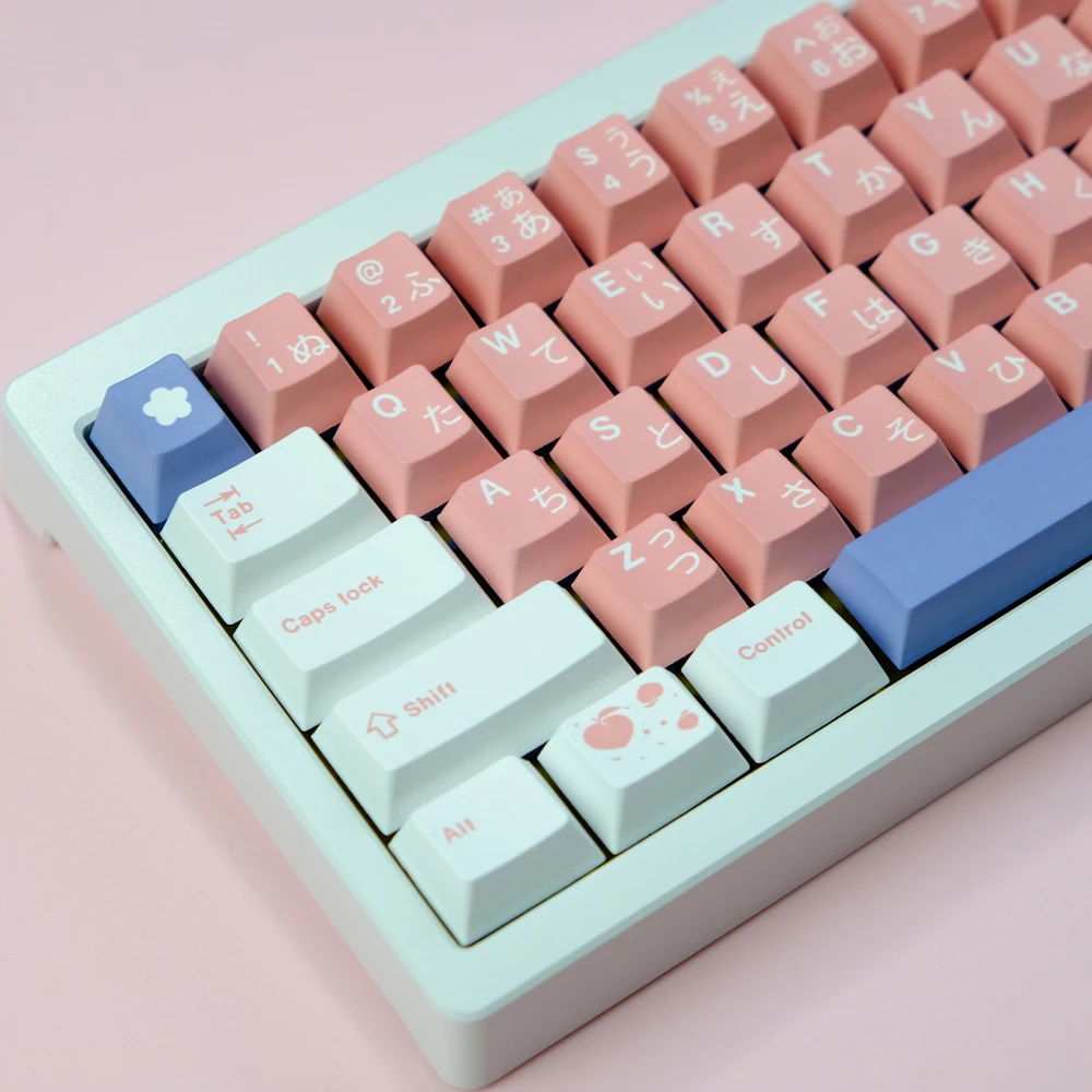 Imagem -02 - Chaves Gmk Pêssego Flor Keycaps Japonês Cereja Perfil Pbt Tintura Sublimação Teclado Mecânico para mx Switch 1.75u sh 129