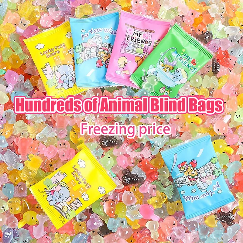 20Pieces Luminous Mini Animal Random Box Decoration Cute Play Figures Guess Bag Random Toys Simulation Cartoon Animal Kids Gift