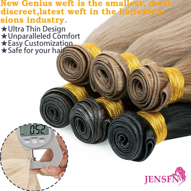 JENSFN Virgin Genius Hair Wefts Human Hair Weaves 100% Human Natural Hair Bundles Sew In Weft Extension Straight