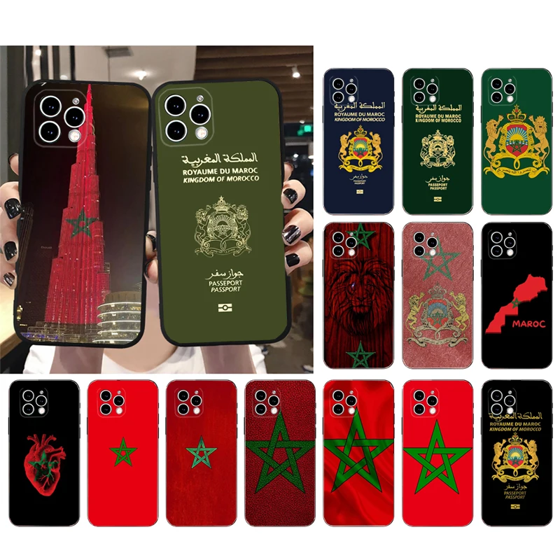 

Morocco Flag Passport Phone Case For iphone 16 15 14 Pro Max 16 15 14 13 12 Pro 15Plus iphone 11