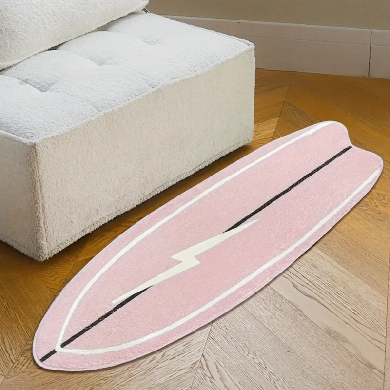 VIKAMA Irregular Surfboard Shape Area Rug Soft Non‑Slip Floor Mat Lightning Pattern For Bedroom Living Room Home Beach Decor