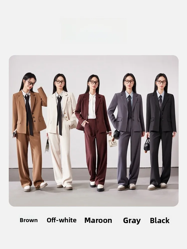 Ankela Red Suit Jacket Women's Formal Autumn 2026 New College Student Interview Clothing Professional Suit Set Simple Style L...