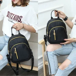 Women Girls Black Nylon Mini Backpack Travel School Backpack Shoulder bags 2022 New