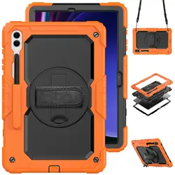 For Samsung Galaxy TAB S9/S9 Plus/S9 Ultra 2023 Military Grade Shockproof Protector Silicone Cover Case with Pen Holder & Strap