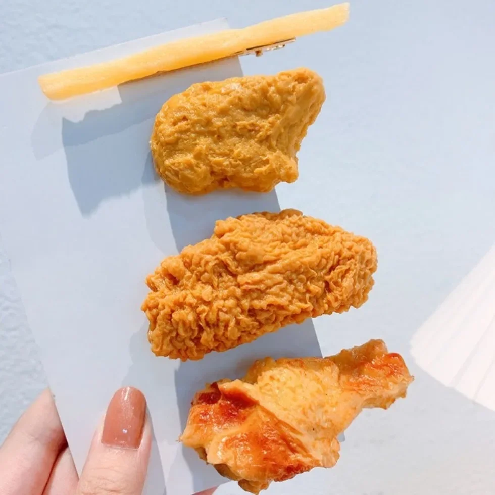 Unique French Fries Chicken Wings Hairpins Simulation Fast Food Chicken Legs Side Clips Hair Jewelry Hair Clips