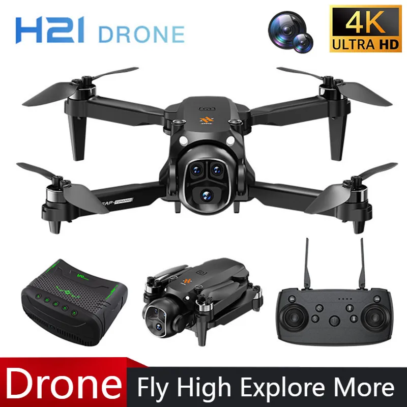 

2025 Новый Дрон H21 VR 4K HD Professional 90 ° ESC Камера Бесщеточный двигатель Оптические гиряды Квадрокоптер Дроны Подарки Игрушки