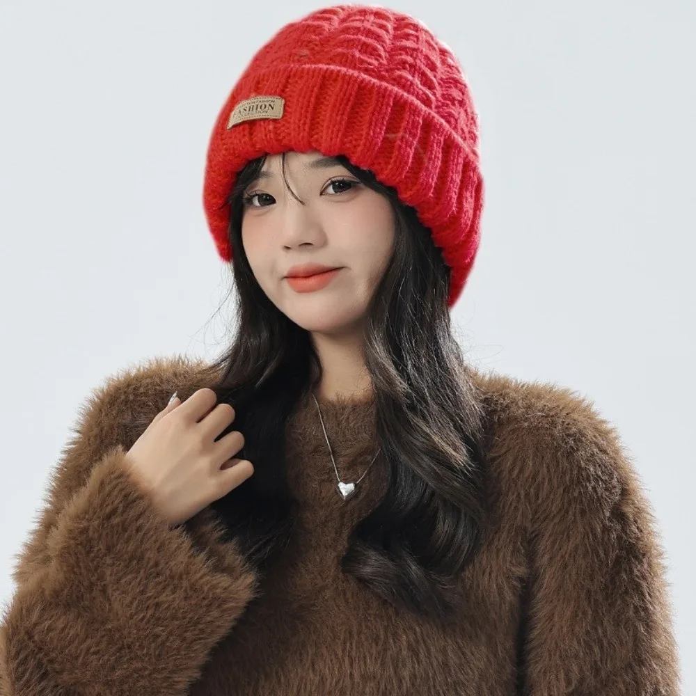 2 個トレンディな防風ニット帽子スカーフ厚みのあるぬいぐるみネックガード帽子セット韓国スタイルソフト暖かいスカーフ屋外