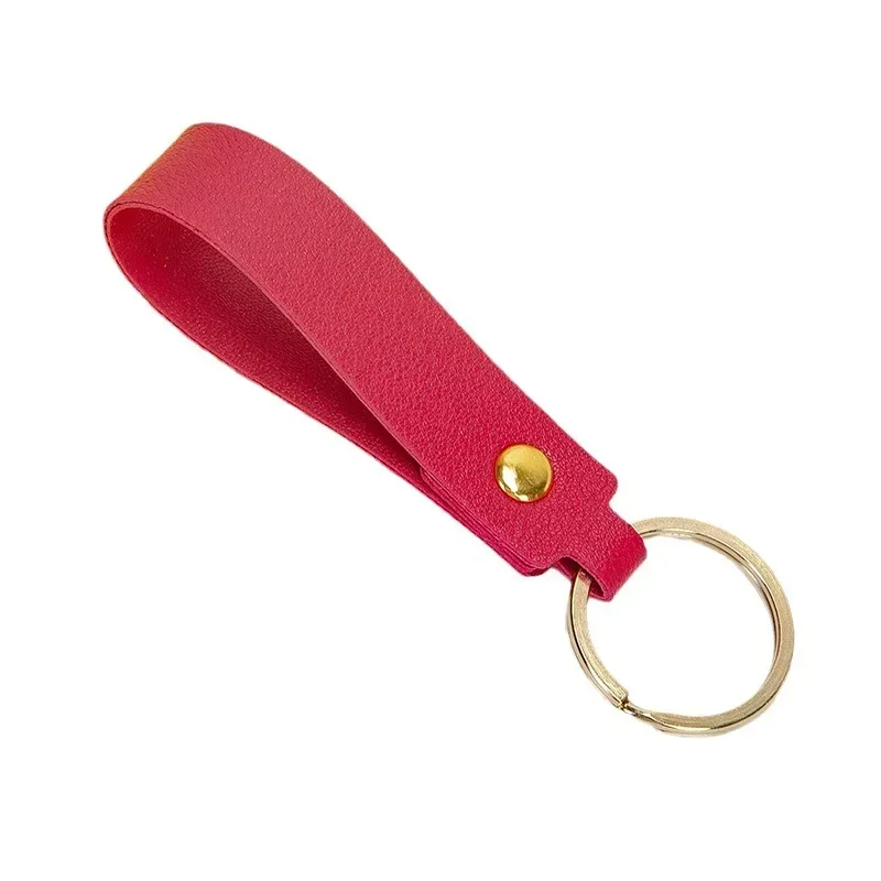 Laser Engrave Company Name Pu Leather Keychain Custom Logo Metal Keyring Key Chain Holder Personalize Hotel Number Pendant Gift