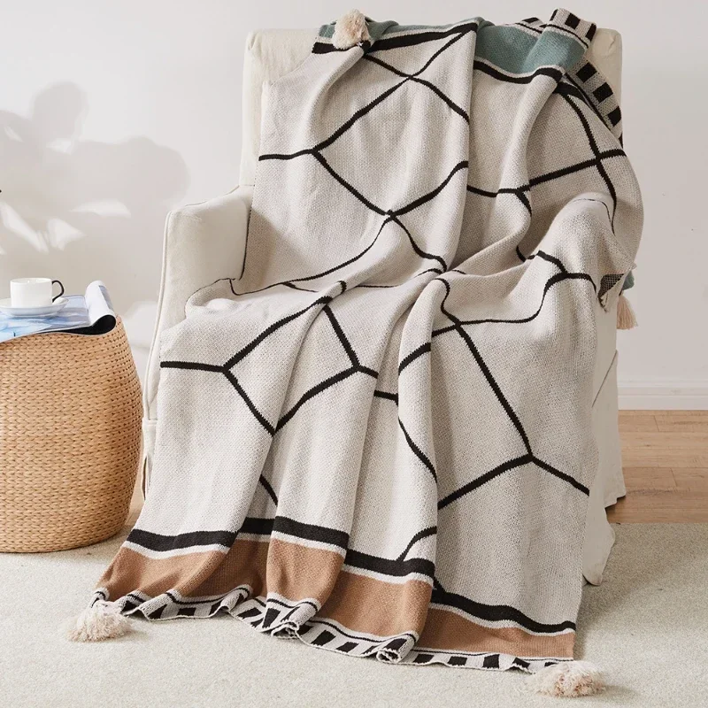 

Nordic Gooi Custom 100% Biologisch Katoen Deken Slaapbank Vintage Classic Jacquard Geweven Deken Groothandel Substainable Gooit