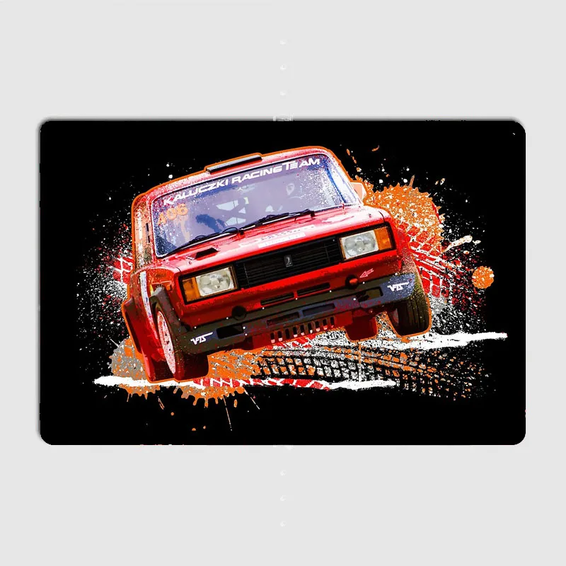 Classic Car Lada VFTS Rally Car Retro Poster Metal Sign Garage Club Room Decor Wall Decor Custom Tin Home Decor