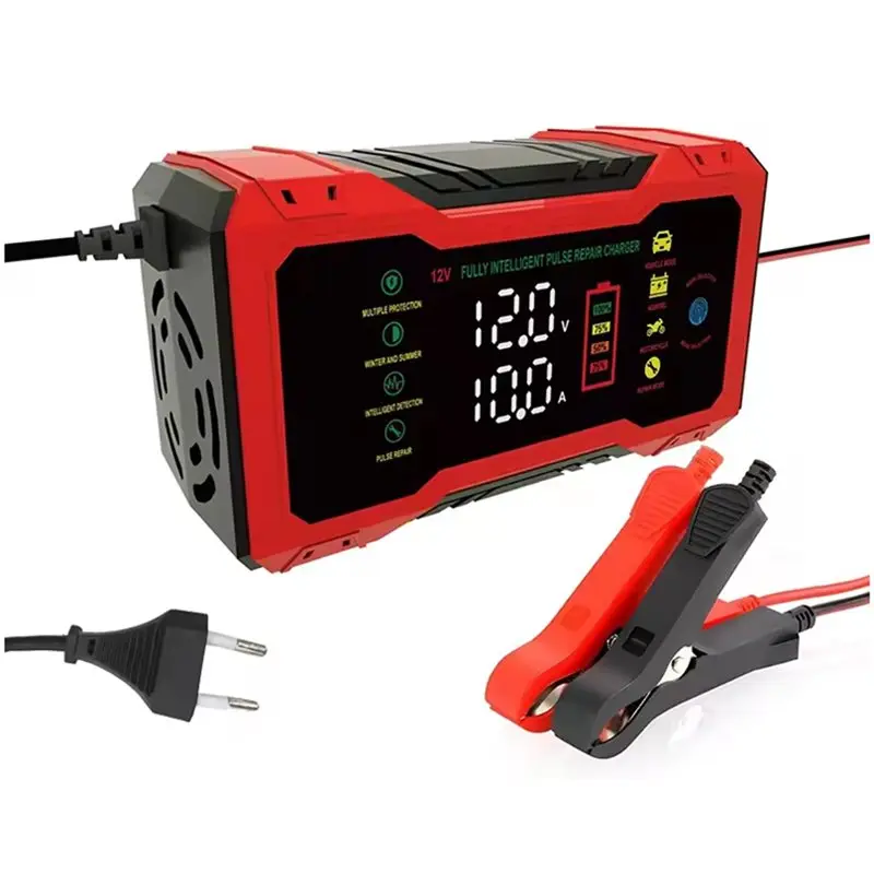 【Top Sale !!】Smart For Cars, Motorcycles Car Battery -12V 10A LCD Pulse Repair Unit For Lead-Acid Batteries(EU Plug)