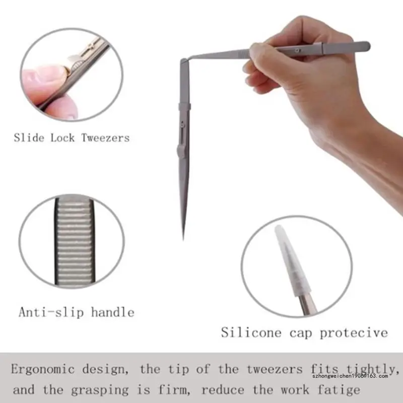 28GF 5 Buah Set Pinset Presisi Pinset Antistatik untuk Elektronik, Kerajinan Pembuatan Perhiasan, Alat Bangunan Model