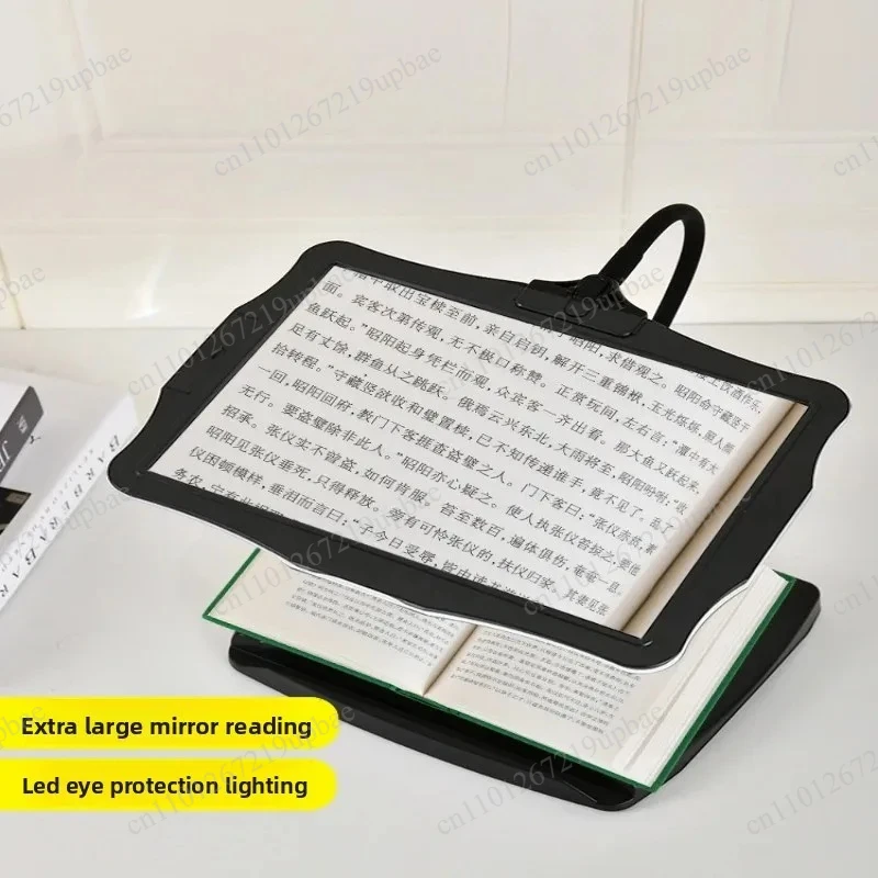 100X LED Desktop Magnifier Foldable Adjustable Stand Anti-Glare Light Eye-Safe Vision Aid for Phone Book Reading Workstation