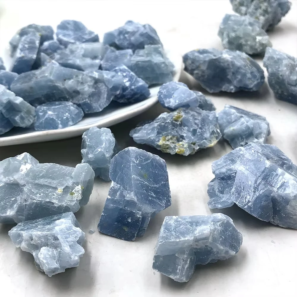Blue Calcite Crystal Rough (1 LB) One Pound Bulk Wholesale Lot Raw Gemstones