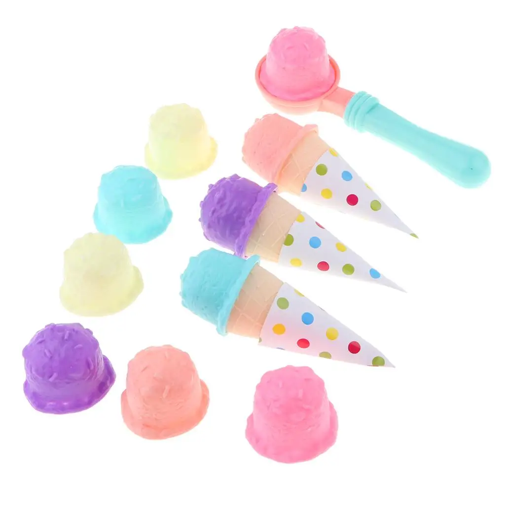 1 Set Plastic Colorful Sweet Ice Cream Cakes Play Toys for Children Pretend Play Food