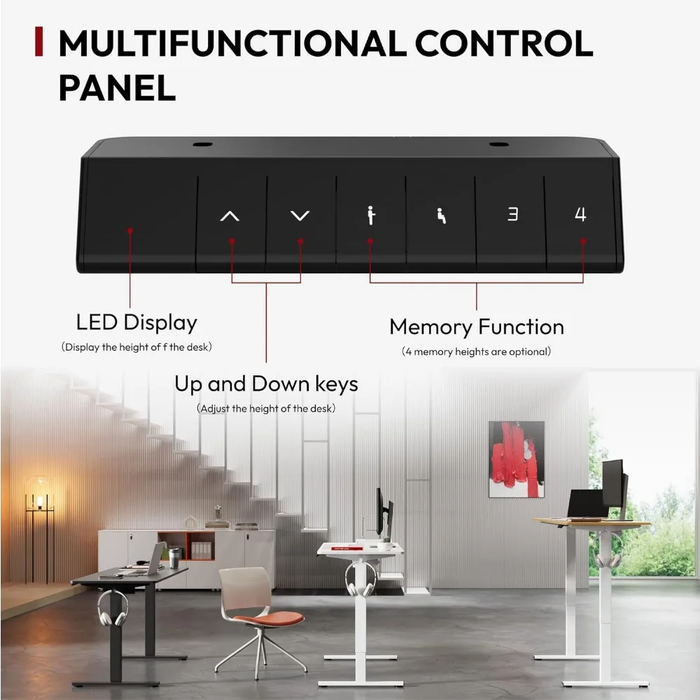 adjustable height electric desk 55x24 inches for home office, sit-stand computer workstation