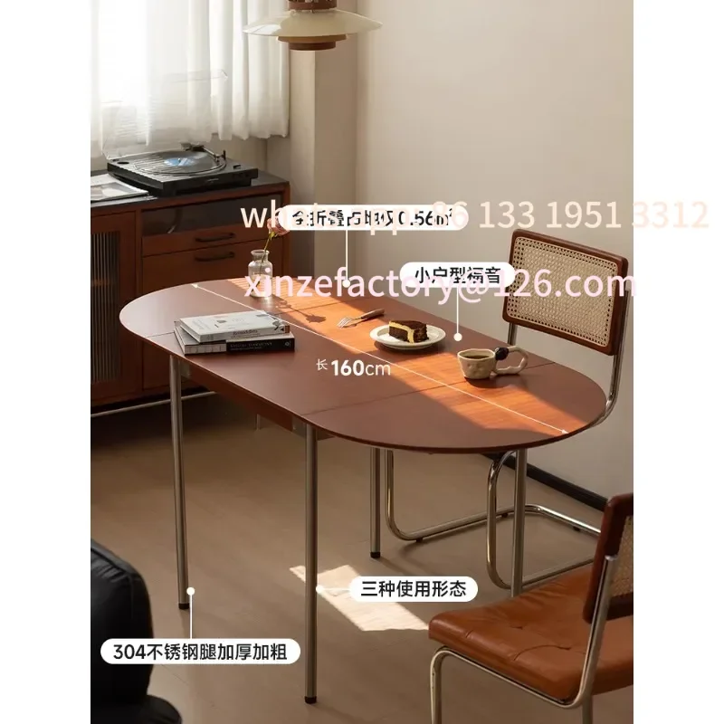 

Customizable Nordic solid wood small apartment folding dining table household Japanese dining table retractable table and chair