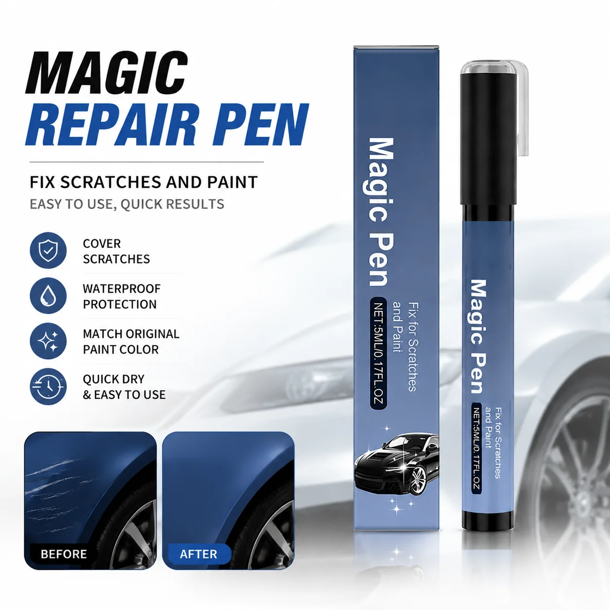 Magic Car Scratch Repair Pen Waterproof Auto Paint Touch Up Marker For Vehicle Surface Daily Paint Care Protection Tool Set