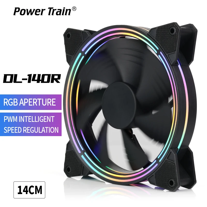 Power train 14cm rgb manual conjunto caixa fan (256 cores/três ventiladores/rolamentos hidráulicos/sistema de absorção de choque melhorado/baixo ruído)