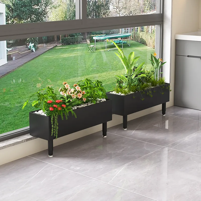 Balcony artifact floor-to-ceiling widened flower box wrought iron flower bed balcony window sill extension frame outdoor