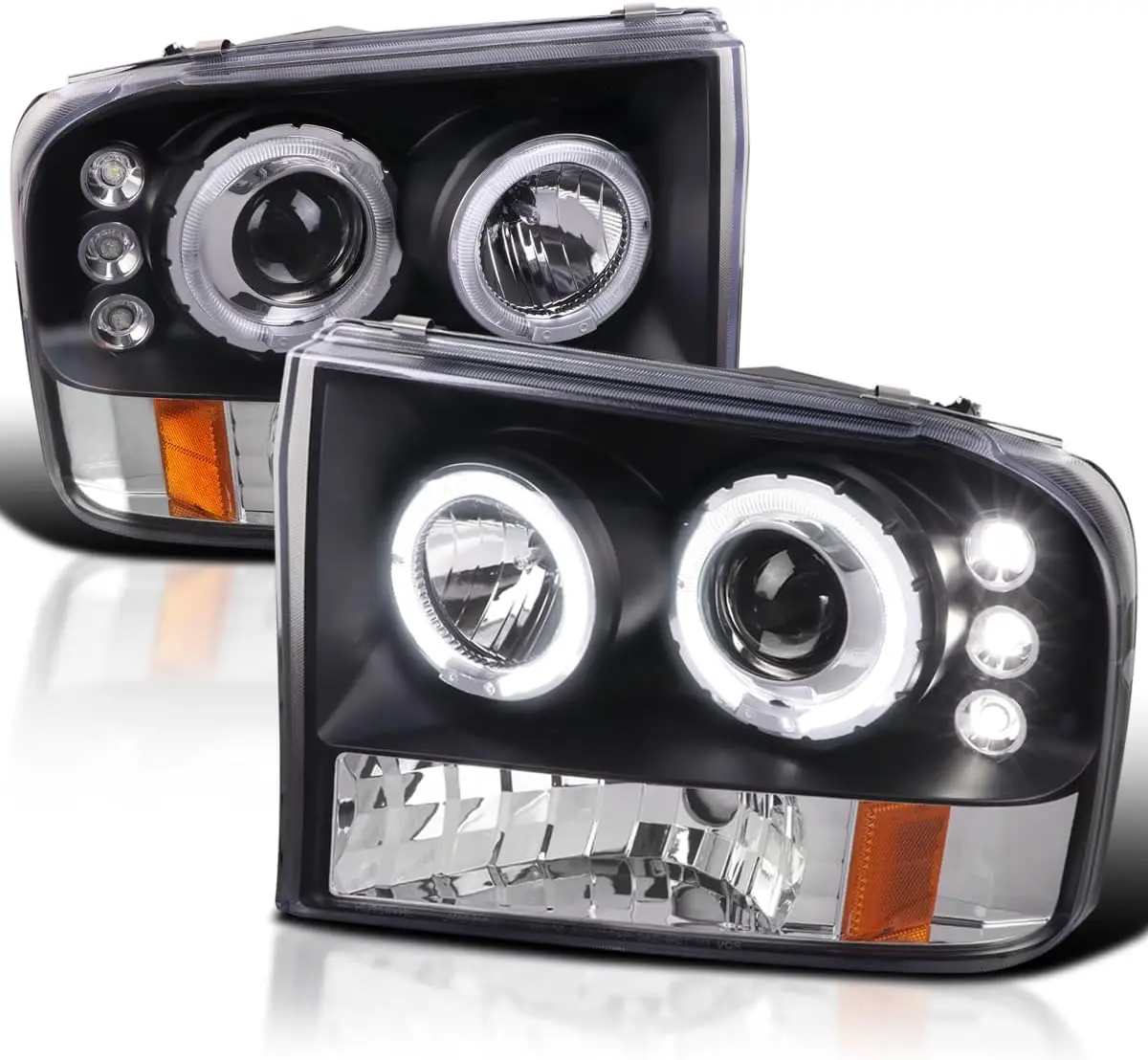

Черные фары проектора, совместимые с Ford F-250 / F-350 / F-450 / F-550 Super Duty 1999-2004 Ford Excursion, Le
