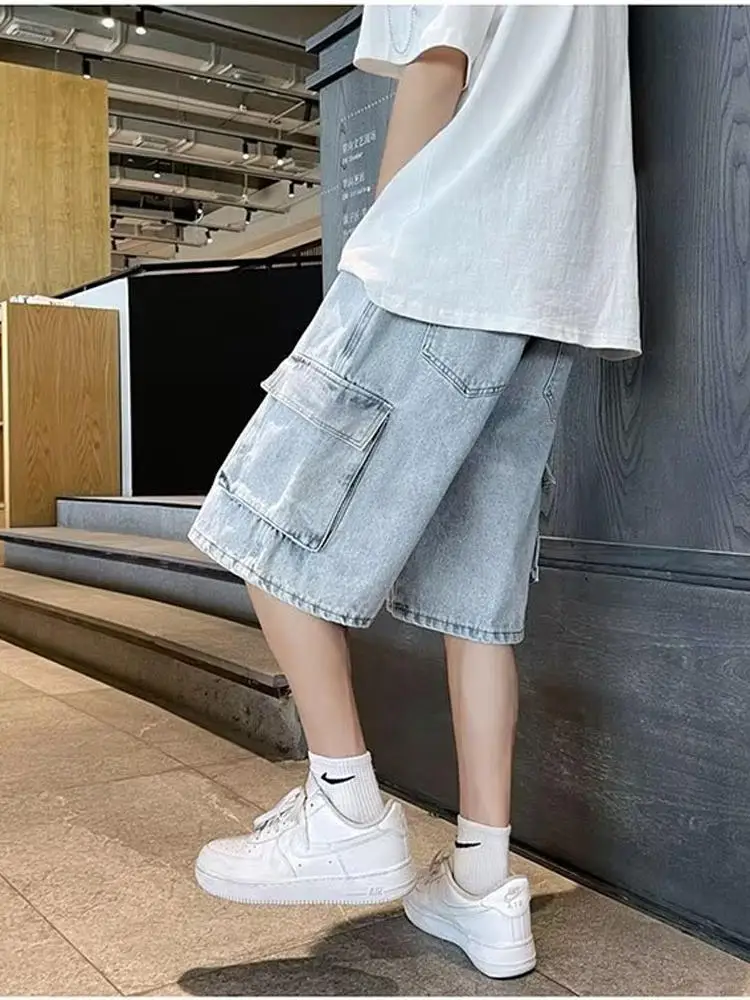 

Hong Kong Sle Pure Cotton Workwear orts Trendy Loose Vintage Functional Tee-Dimensional Side kets Five-Point Pants