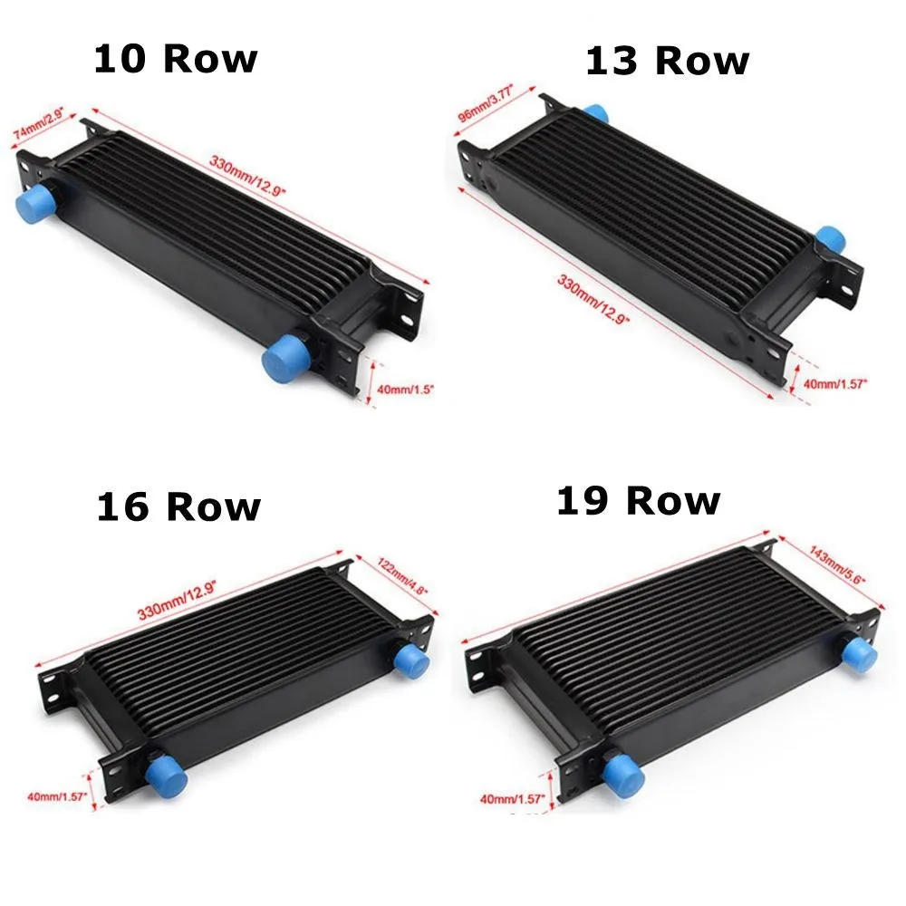 10/13/16/19 Rows Universal Aluminum Engine Transmission Oil Cooler Kit AN-10AN Oil Cooler British Type TOC-1005